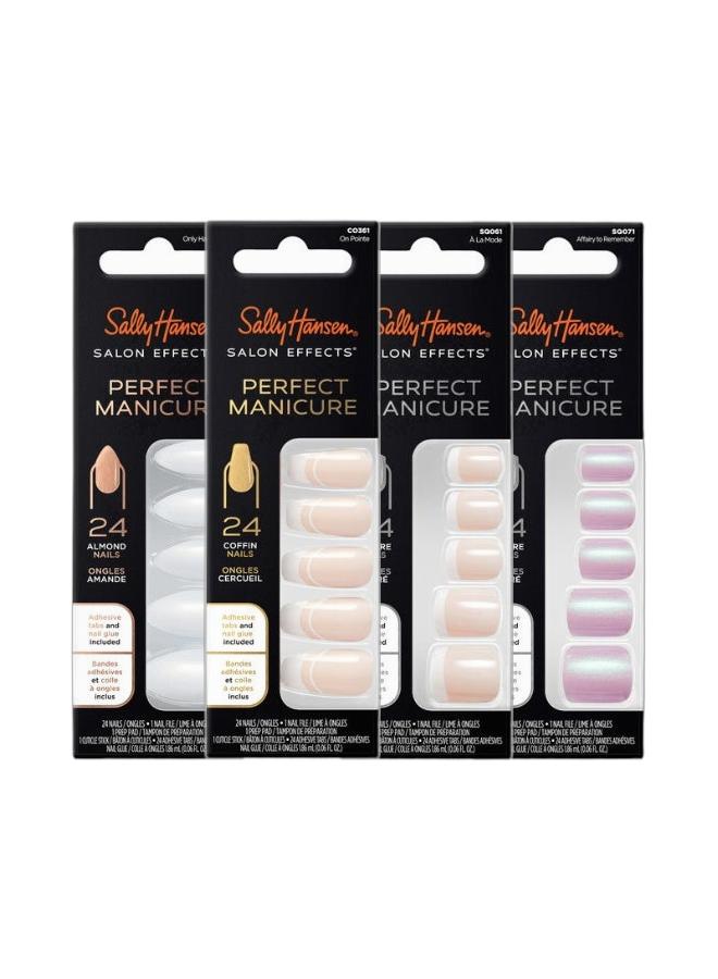 Sally Hansen Salon Effects Perfect Manicure Press on Nails on Pointe & Salon Effects Perfect Manicure Press on Nails a La Mode & Salon Effects Perfect Manicure Press on Nails Only Have Ice for You & Salon Effects Perfect Manicure Press on Nails Affairy to Remember Bundle - Image 1